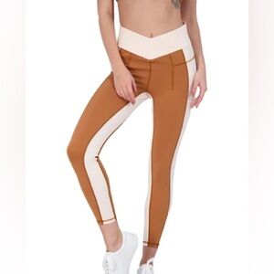 Free People Rebel Legging Burnt Topaz Brown Mother Of Pearl White Size Large